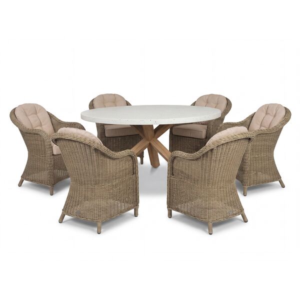Antigua 6 Seat Round Dining Table with Winchester Heritage Dining Chairs