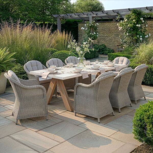 Antigua 8 Seat Rectangular Dining Table with Oxford Heritage Chairs
