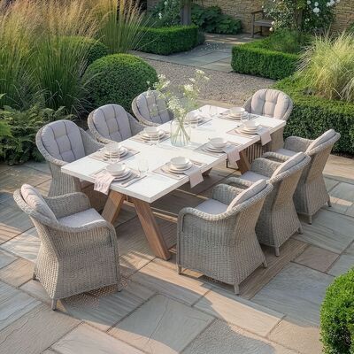 Antigua 8 Seat Rectangular Dining Table with Oxford Heritage Chairs