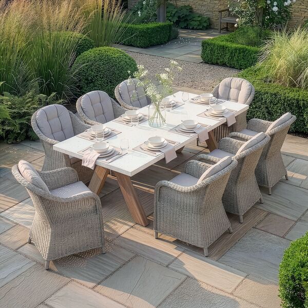 Antigua 8 Seat Rectangular Dining Table with Oxford Heritage Chairs