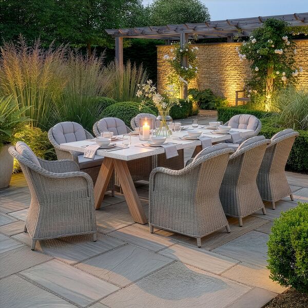 Antigua 8 Seat Rectangular Dining Table with Oxford Heritage Chairs