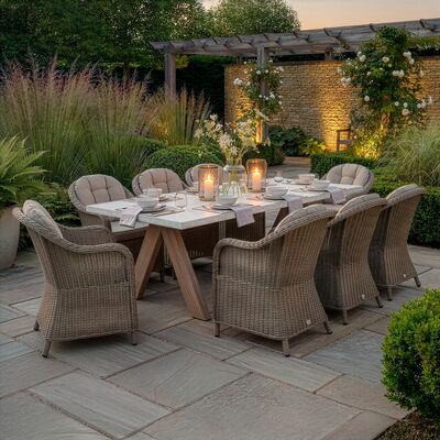 Antigua 8 Seat Rectangular Dining Table with Winchester Heritage Chairs