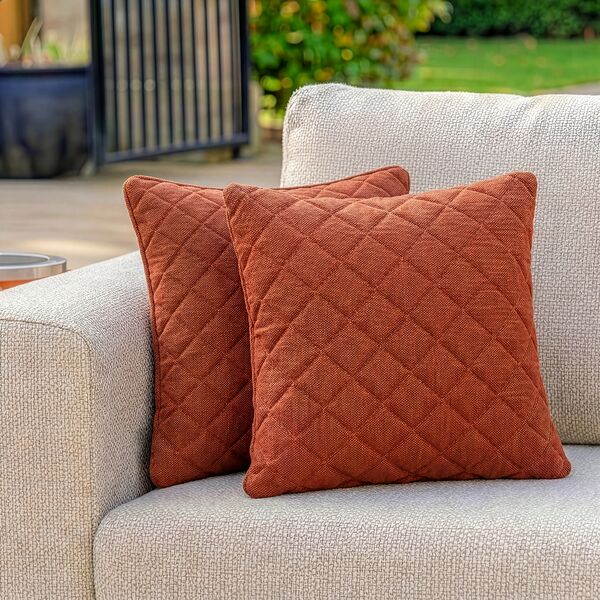 Fabric Scatter Cushion Quilted (Pack of 2) / Terracotta
