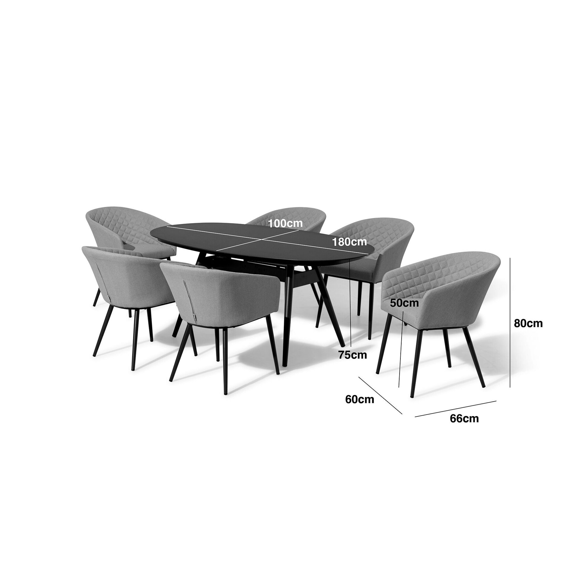 Ambition 6 Seat Oval Dining Set - Zinc Grey