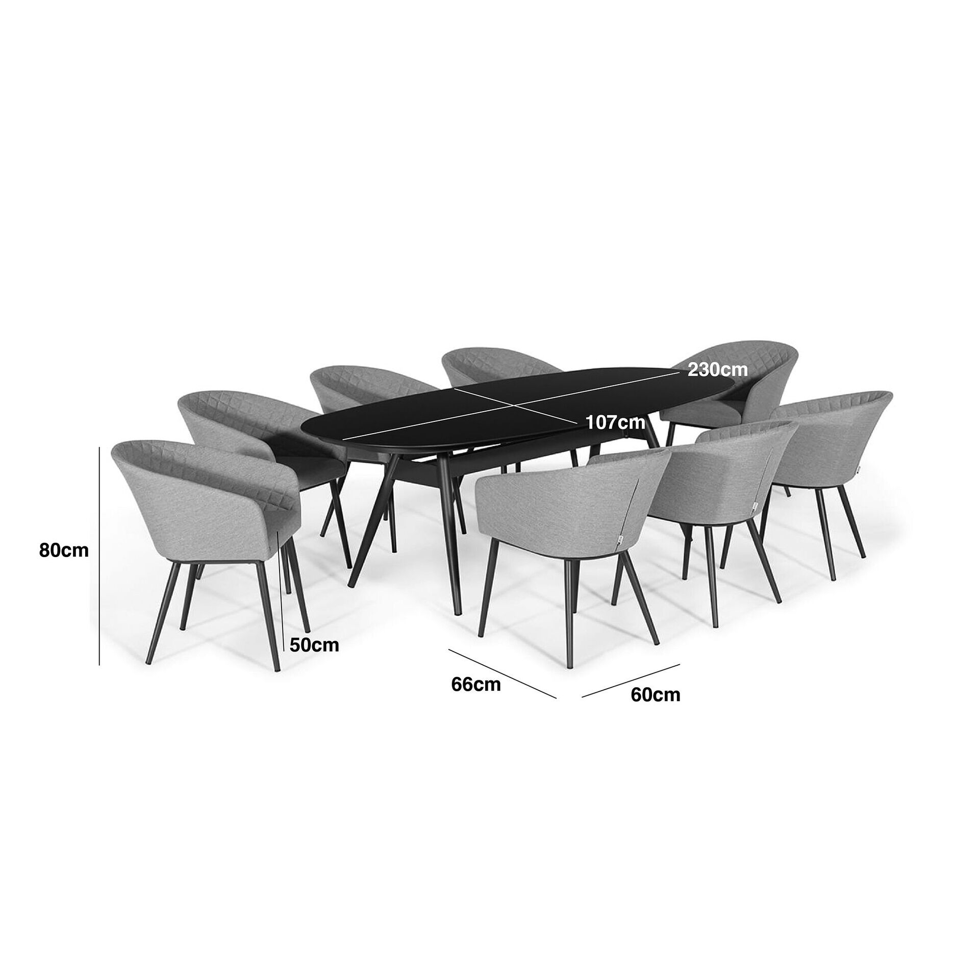 Ambition 8 Seat Oval Dining Set - Zinc Grey