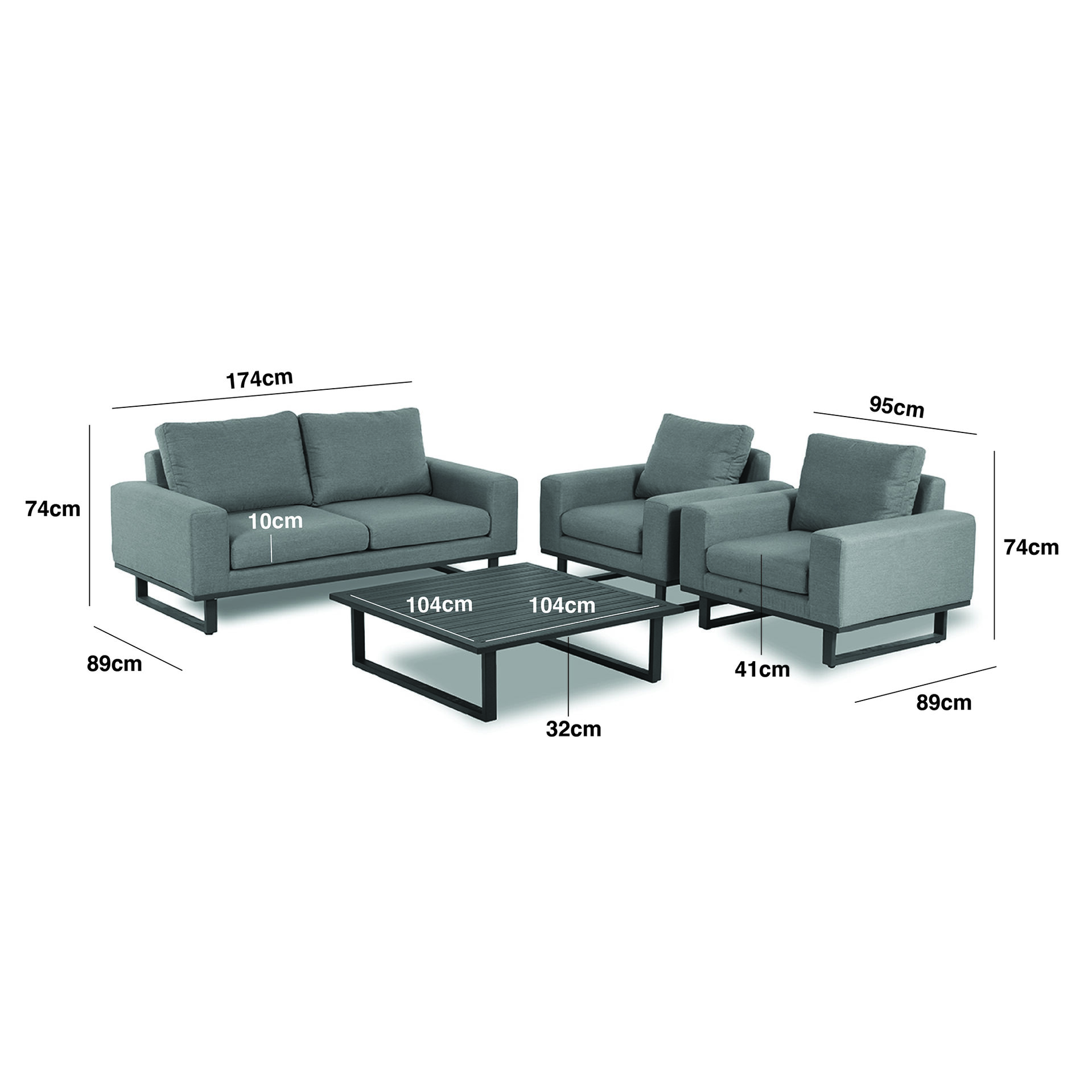 Ethos 2 Seat Sofa Set with Coffee Table / Oatmeal