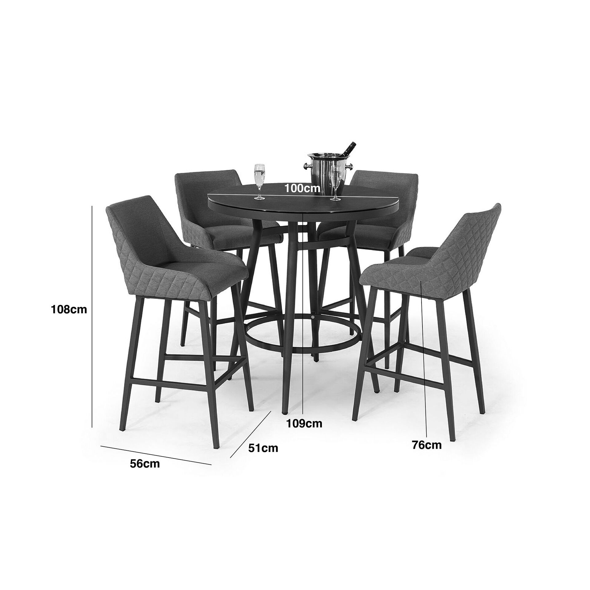 Regal 4 Seat Round Bar Set - Zinc Grey