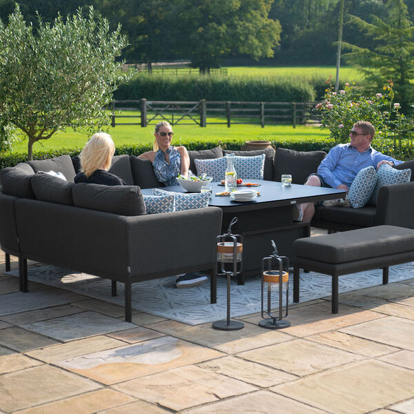 Maze - Outdoor Fabric Pulse U Shape Corner Dining Set with Rising Table - Charcoal product image