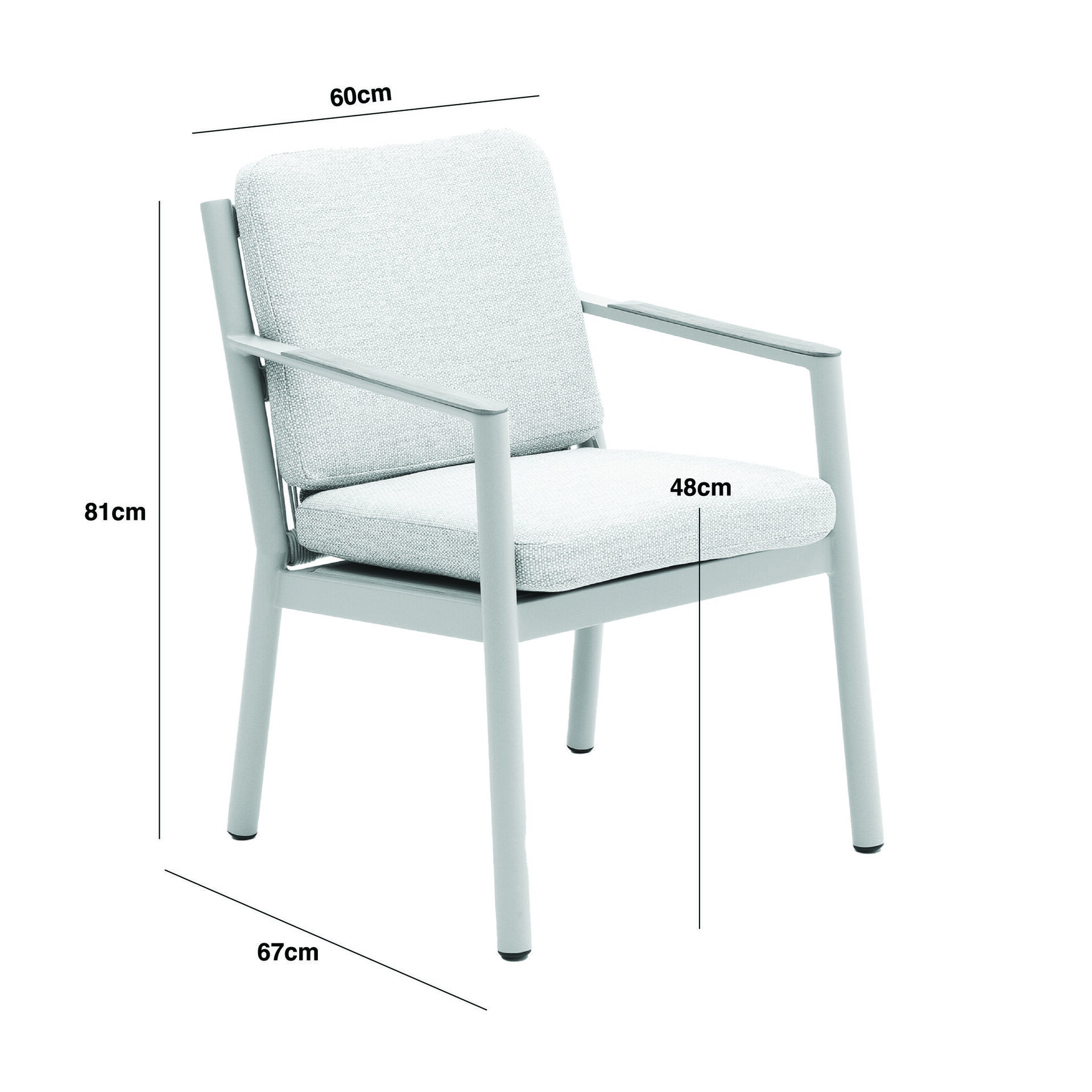 Sicily 8 Seat Rectangular Dining Set and Sicily Dining Chairs with Teak Arms - Latte Frame/Latte Cushions