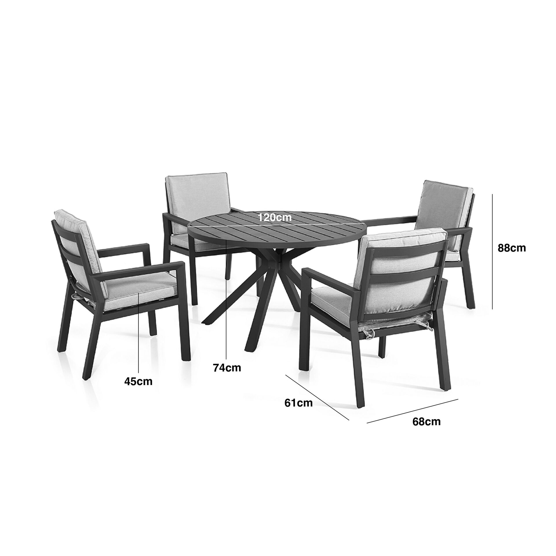 New York 4 Seat Round Dining Set - Wood Effect