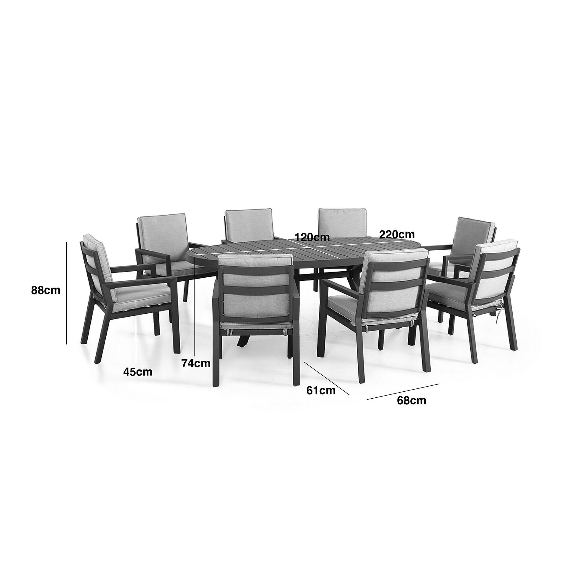 New York 8 Seat Oval Dining Set - Wood Effect