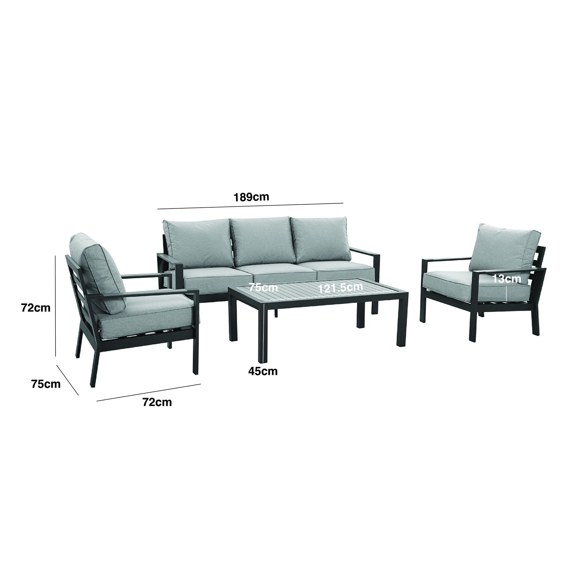 Montreal 3 Seat Sofa Set - Cool Linen