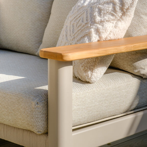 Sicily Sofa Set With 2 x 2 Seat Sofas and Round Sintered Stone Coffee Table -   Latte Frame/Latte Cushions