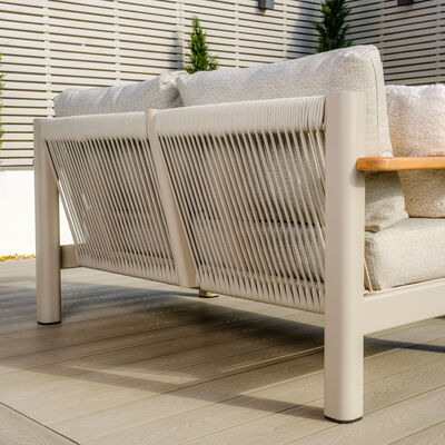 Sicily Sofa Set With 2 x 2 Seat Sofas and Round Sintered Stone Coffee Table -   Latte Frame/Latte Cushions
