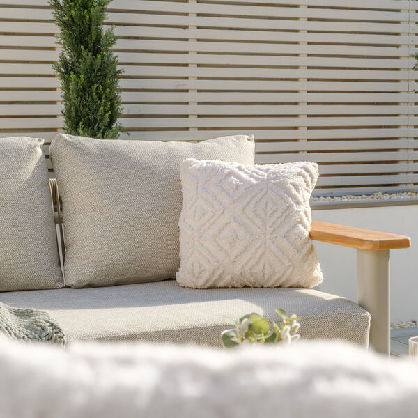 Sicily Sofa Set With 2 x 2 Seat Sofas and Round Sintered Stone Coffee Table -   Latte Frame/Latte Cushions