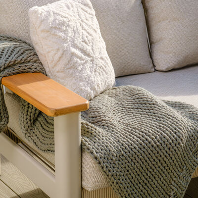Sicily Sofa Set With 2 x 2 Seat Sofas and Round Sintered Stone Coffee Table -   Latte Frame/Latte Cushions