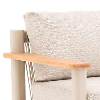 Sicily Sofa Set With 2 x 2 Seat Sofas and Round Sintered Stone Coffee Table -   Latte Frame/Latte Cushions