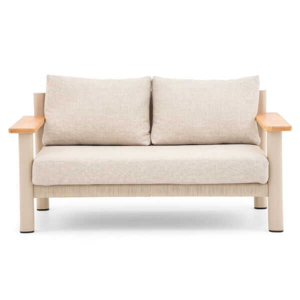 Sicily Sofa Set With 2 x 2 Seat Sofas and Round Sintered Stone Coffee Table -   Latte Frame/Latte Cushions
