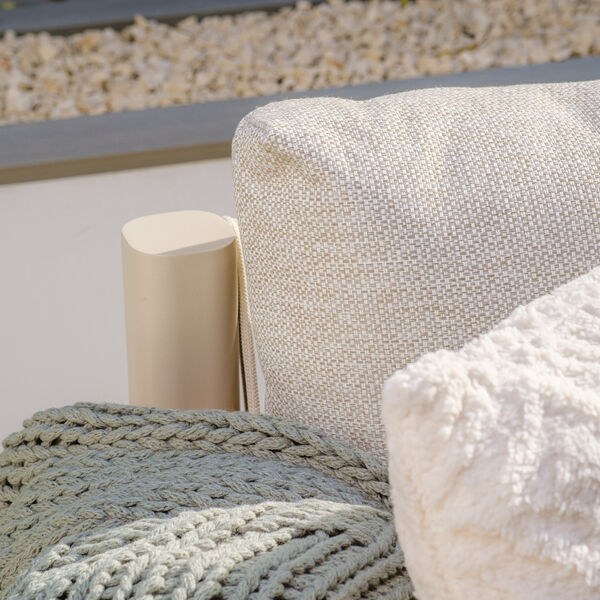 Sicily 2 Seat Sofa & Armchairs Set and Round Sintered Stone Coffee Table  - Latte Frame/Latte Cushions