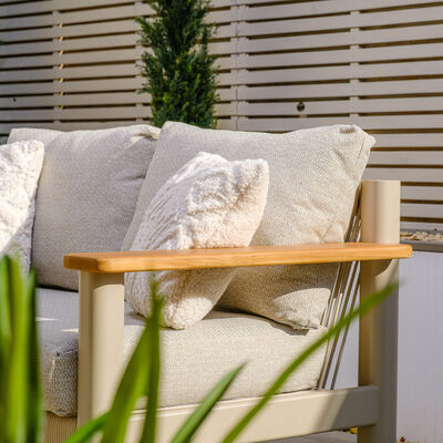 Sicily 2 Seat Sofa & Armchairs Set and Round Sintered Stone Coffee Table  - Latte Frame/Latte Cushions
