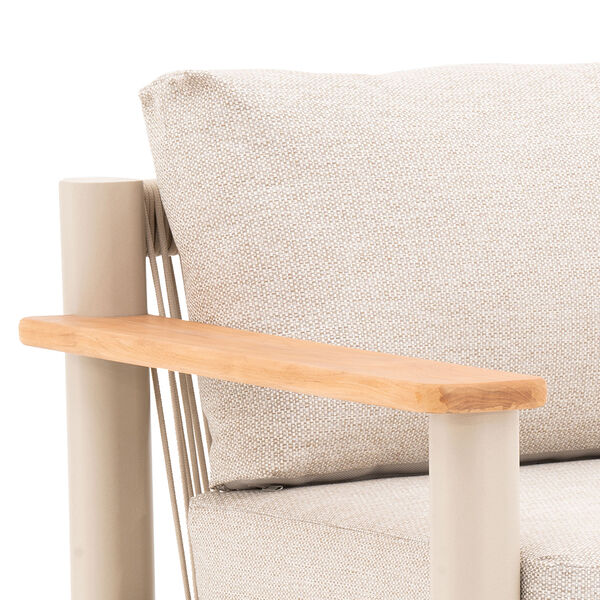 Sicily 2 Seat Sofa & Armchairs Set and Round Sintered Stone Coffee Table  - Latte Frame/Latte Cushions
