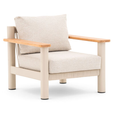 Sicily 2 Seat Sofa & Armchairs Set and Round Sintered Stone Coffee Table  - Latte Frame/Latte Cushions