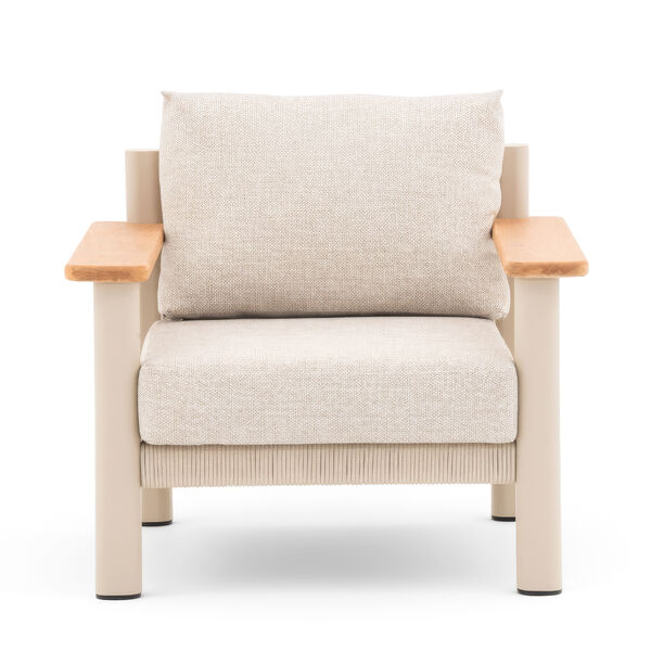 Sicily 2 Seat Sofa & Armchairs Set and Round Sintered Stone Coffee Table  - Latte Frame/Latte Cushions