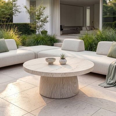 Cannes Large Corner Sofa Set with Round Sintered Stone Table