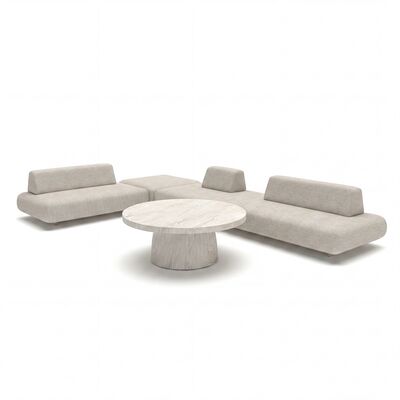 Cannes Large Corner Sofa Set with Round Sintered Stone Table