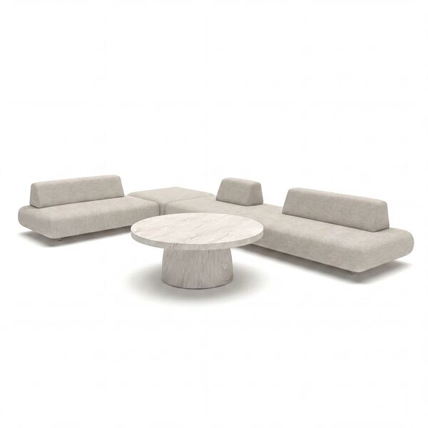 Cannes Large Corner Sofa Set with Round Sintered Stone Table