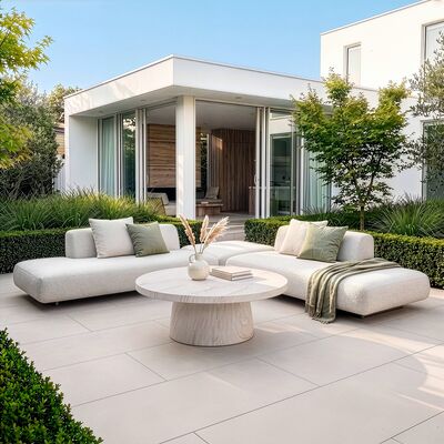 Cannes Medium Corner Sofa Set with Round Sintered Stone Table