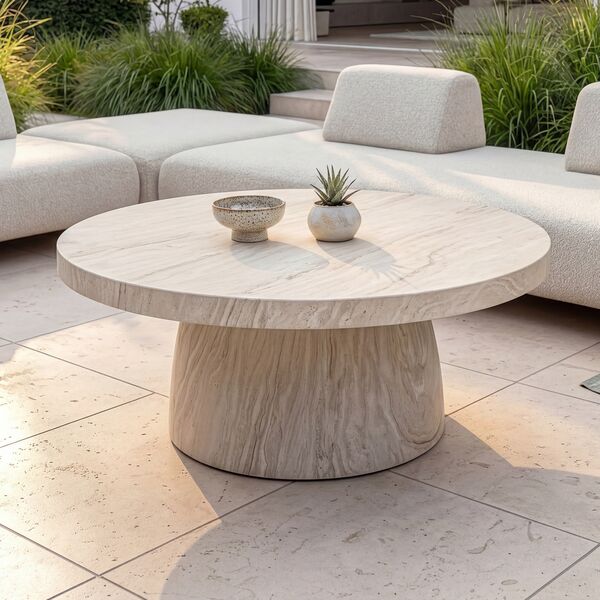 Cannes Medium Corner Sofa Set with Round Sintered Stone Table