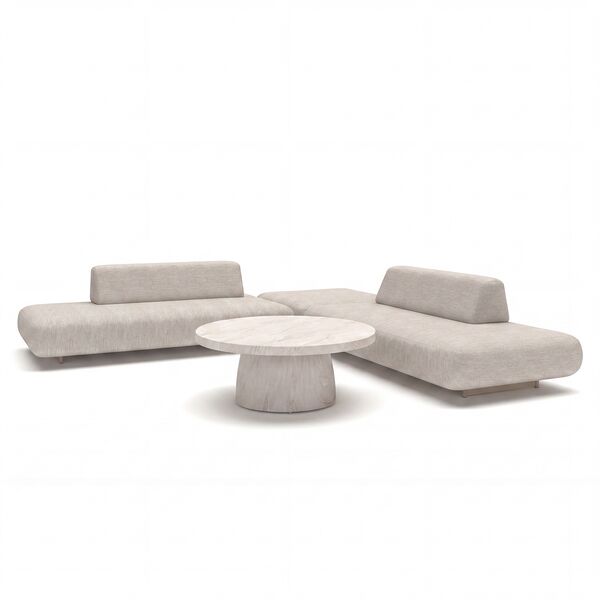 Cannes Medium Corner Sofa Set with Round Sintered Stone Table