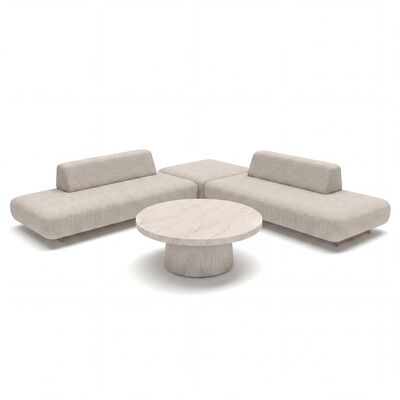 Cannes Medium Corner Sofa Set with Round Sintered Stone Table