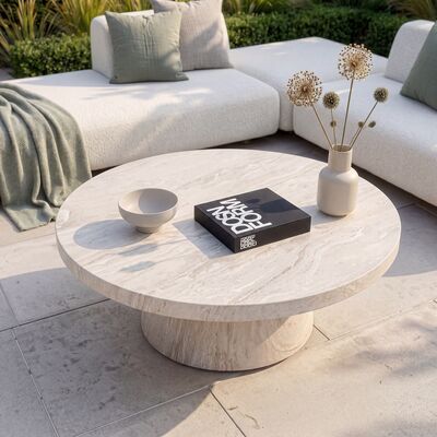 Cannes Small Corner Sofa Set with Round Sintered Stone Table