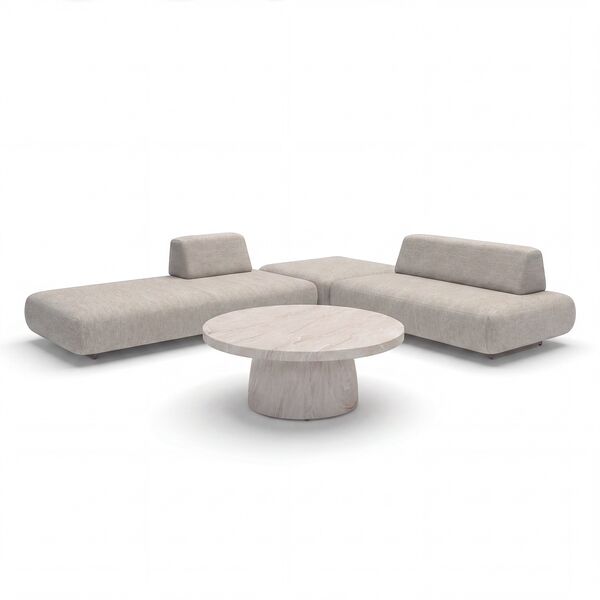 Cannes Small Corner Sofa Set with Round Sintered Stone Table