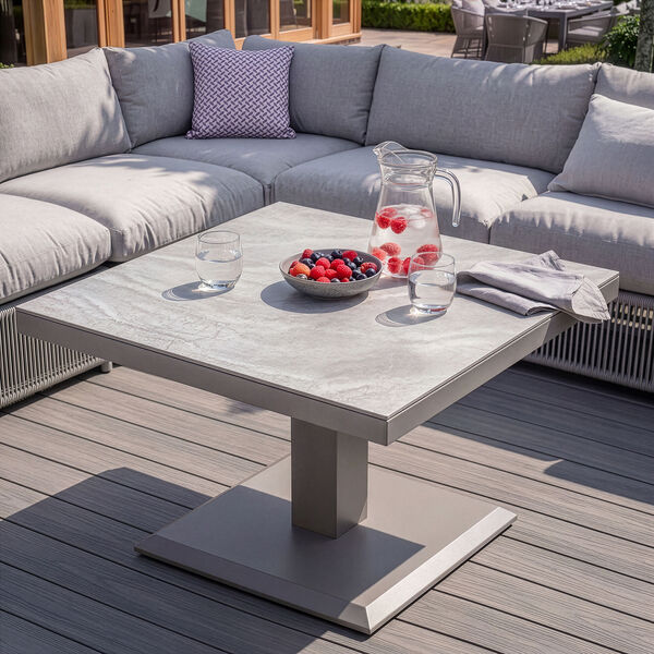 Maldives U Shape Sofa Set with Square Rising Table - Cool Linen