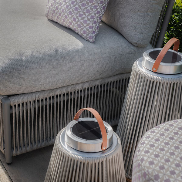 Maldives U Shape Sofa Set with Square Rising Table - Cool Linen