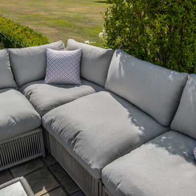 Maldives U Shape Sofa Set with Square Rising Table - Cool Linen