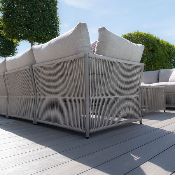 Maldives U Shape Sofa Set with Square Rising Table - Cool Linen