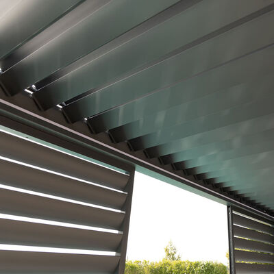 Eden Pergola Aluminium Rectangular 30x40 - 2 Grey Folding Doors + 2 Blinds  - Grey