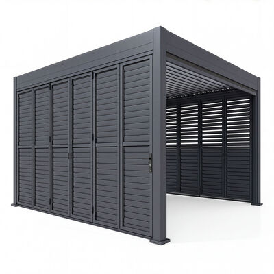 Eden Pergola Aluminium Rectangular 30x40 - 2 Grey Folding Doors + 2 Blinds  - Grey