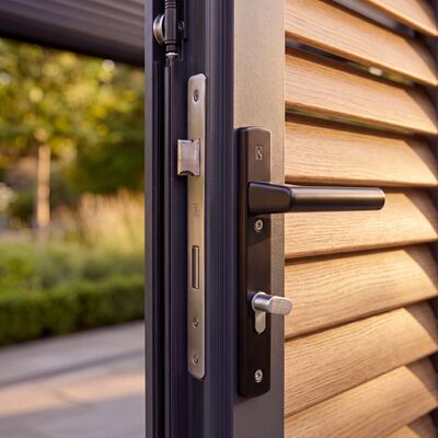 Eden Pergola Aluminium Square 40x40 - 2 Wood Effect Folding Doors + 2 Blinds  - Grey