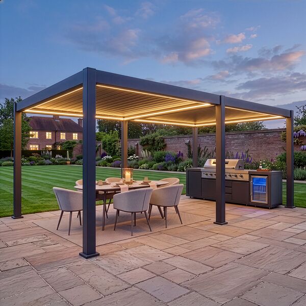 Eden Pergola 8 x 3 Pergola - Grey (3 x 4 Pergola x 2 with 4m Jointing Kit)