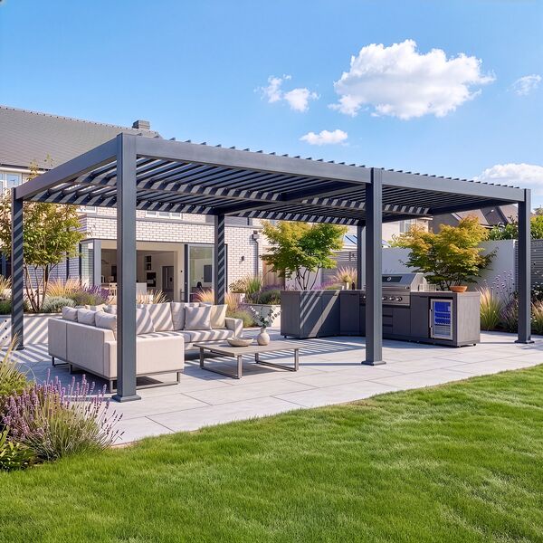 Eden Pergola 8 x 4  Pergola - Grey (4 x 4 Pergola x 2 with 4m Jointing Kit)