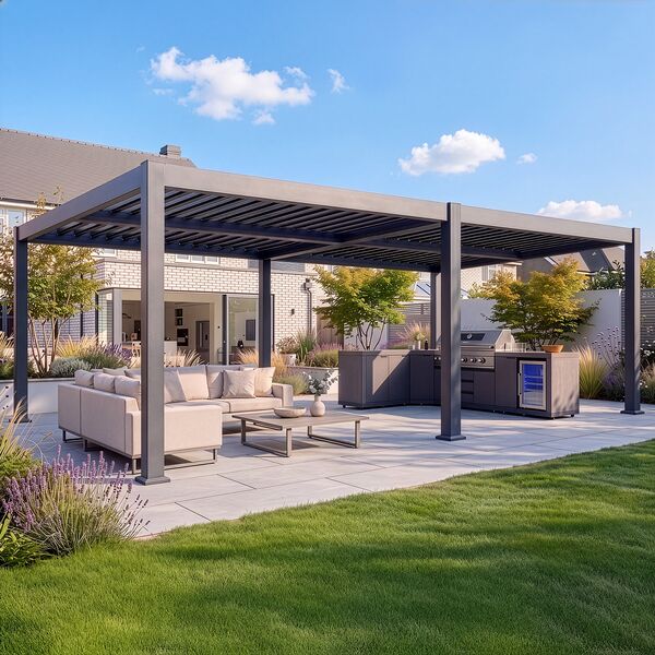 Eden Pergola 8 x 4  Pergola - Grey (4 x 4 Pergola x 2 with 4m Jointing Kit)