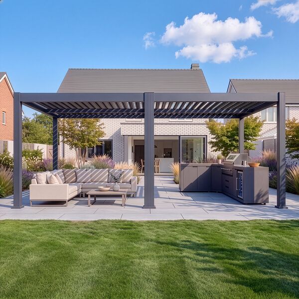 Eden Pergola 8 x 4  Pergola - Grey (4 x 4 Pergola x 2 with 4m Jointing Kit)