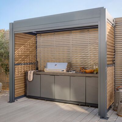 Eden Aluminium BBQ Shelter 3m x 1.4m Pergola - Wood Effect