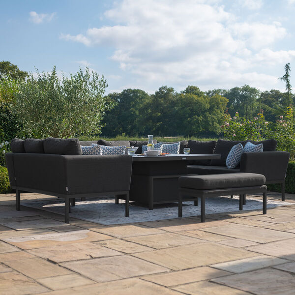 Maze - Outdoor Fabric Pulse U Shape Corner Dining Set with Rising Table - Charcoal product image