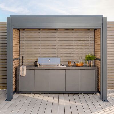 Eden Aluminium BBQ Shelter 3m x 1.4m Pergola - Wood Effect